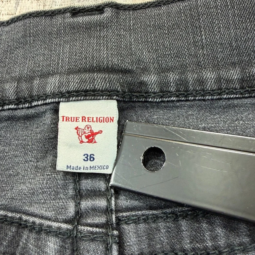 True Religion Ricky Jeans Mens 36 Faded Black Relaxed Straight Flap Pocket Y2K